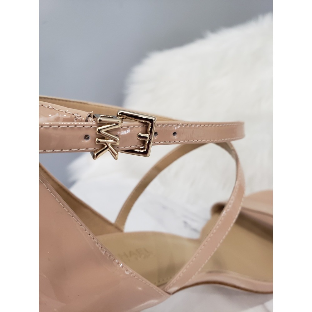 NEW 9.5 MICHAEL KORS Ava Patent Leather Strappy Sandal Light Blush Pumps heel - Picture 4 of 9